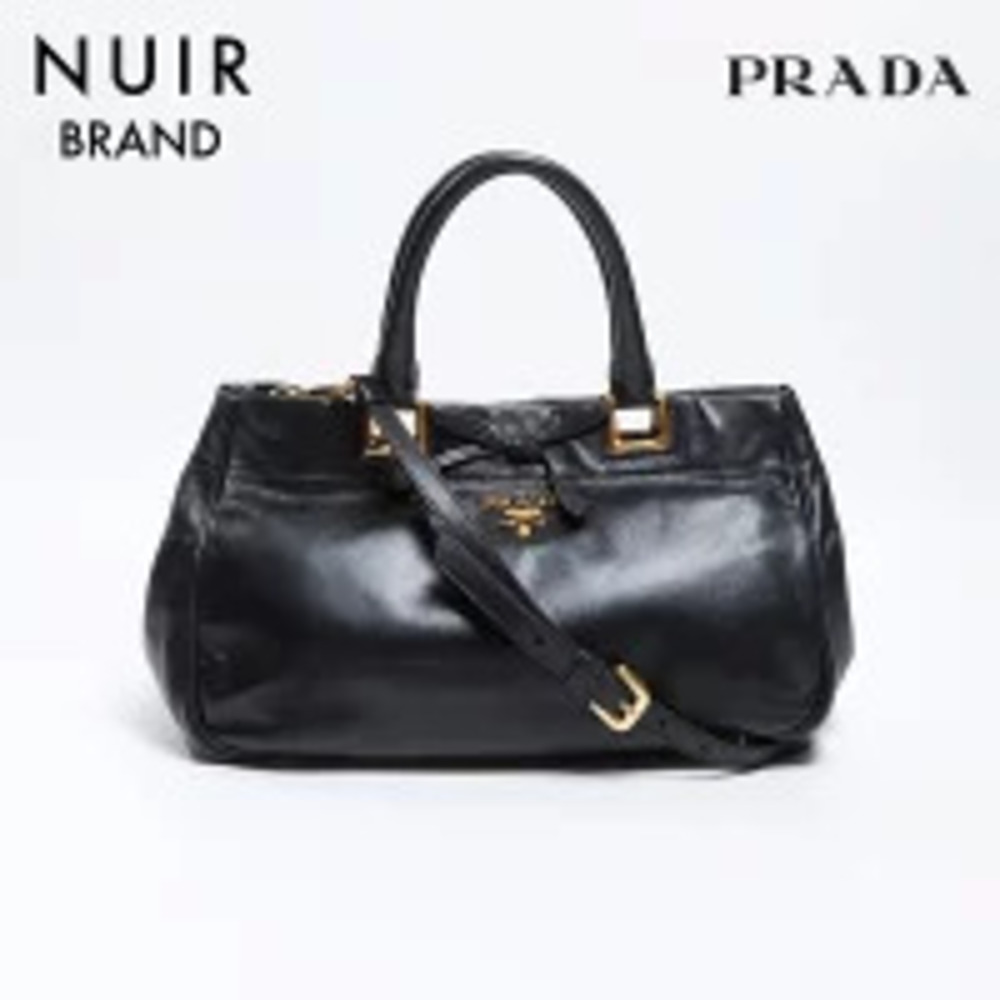 Prada Leather Rion Handbag Black